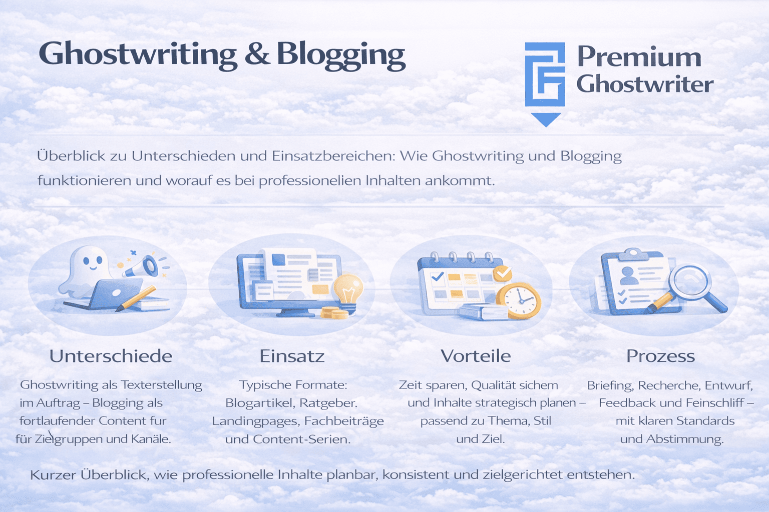 Ghostwriting und Blogging: Unterschiede, Einsatzbereiche, Vorteile und Prozess für professionelle Inhalte
