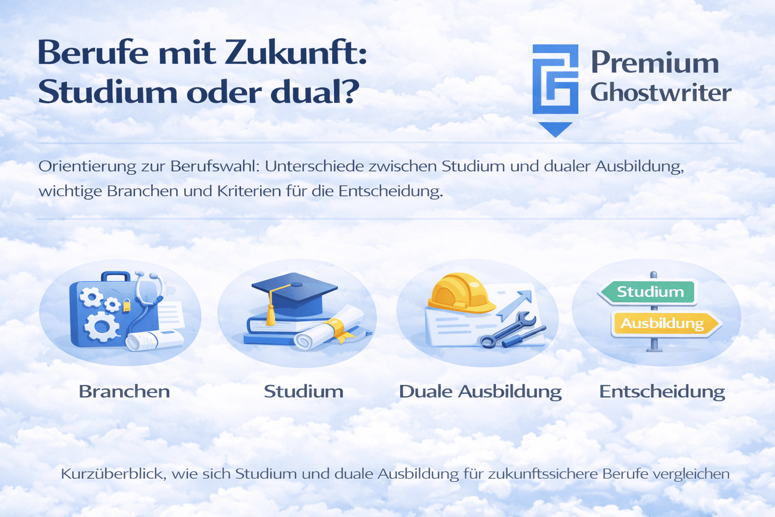 Berufe mit Zukunft: Vergleich Studium und duale Ausbildung mit Branchen, Chancen und Entscheidungskriterien