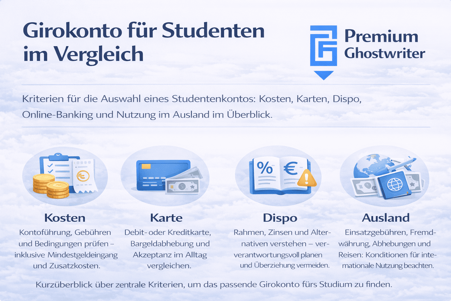 Girokonto für Studenten im Vergleich: Kosten, Karte, Dispo und Auslandskonditionen für das passende Studentenkonto