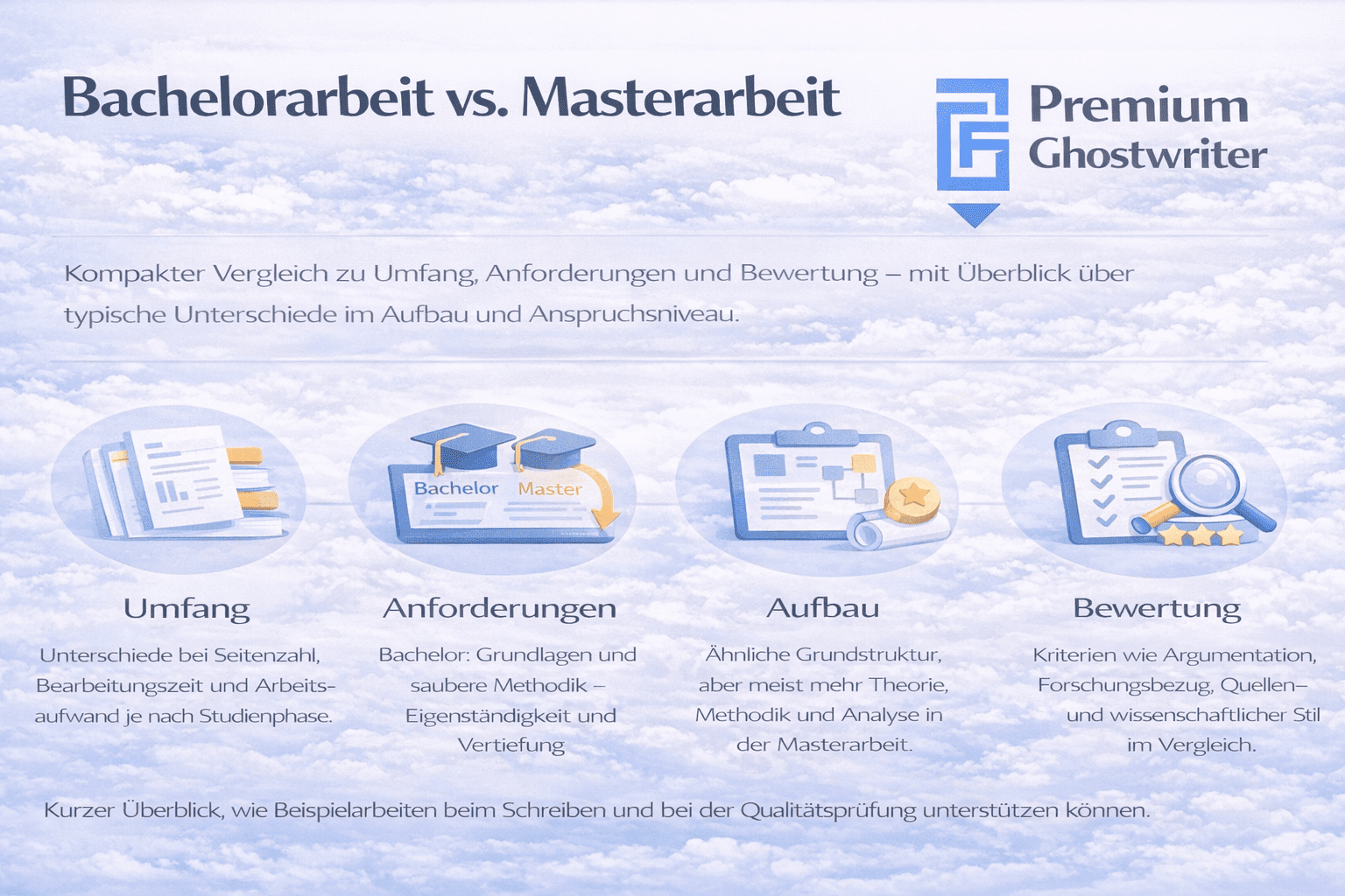 Bachelorarbeit vs. Masterarbeit: Unterschiede bei Umfang, Anforderungen, Aufbau und Bewertung im kompakten Vergleich